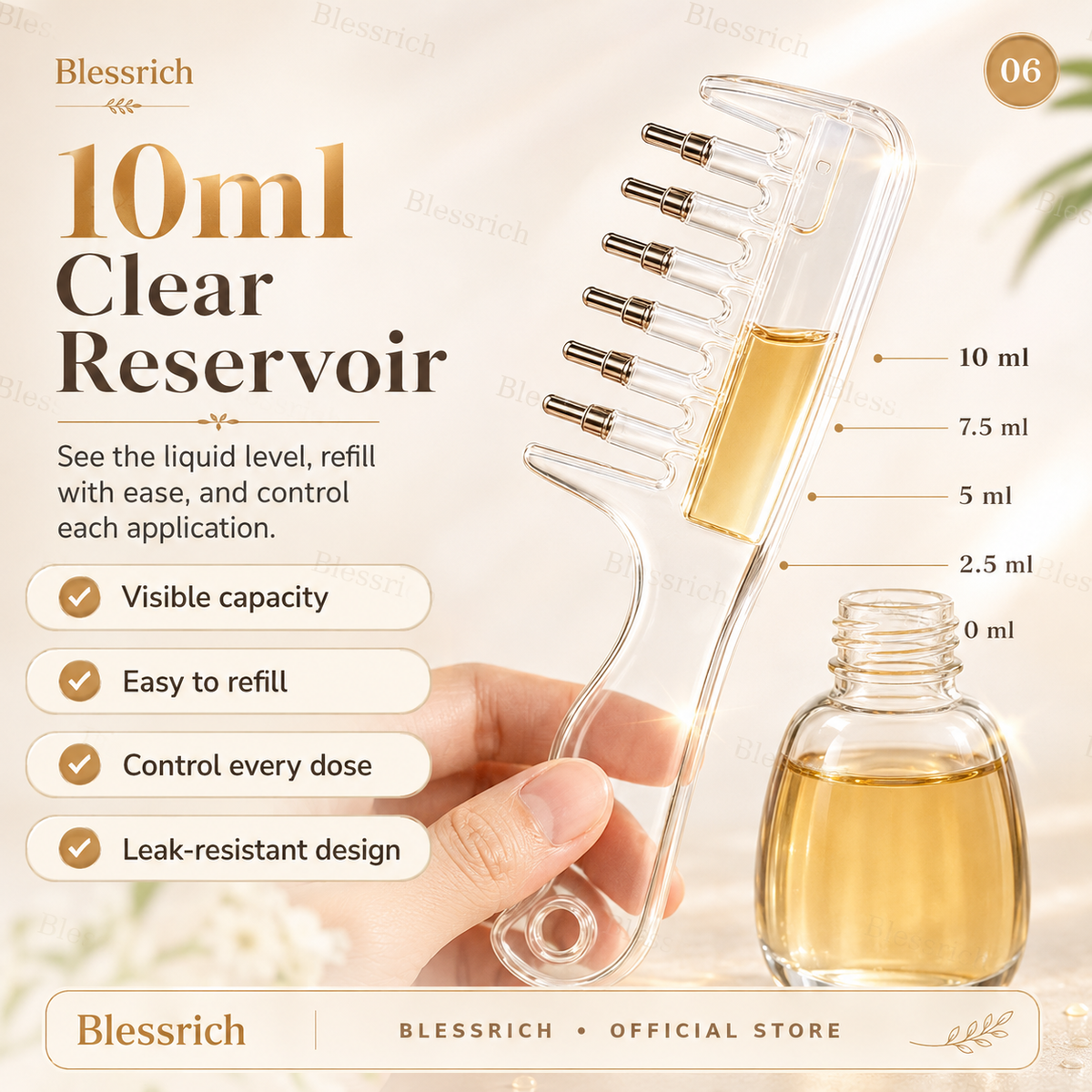 Apply Scalp Serum Instantly! Precision Applicator Comb