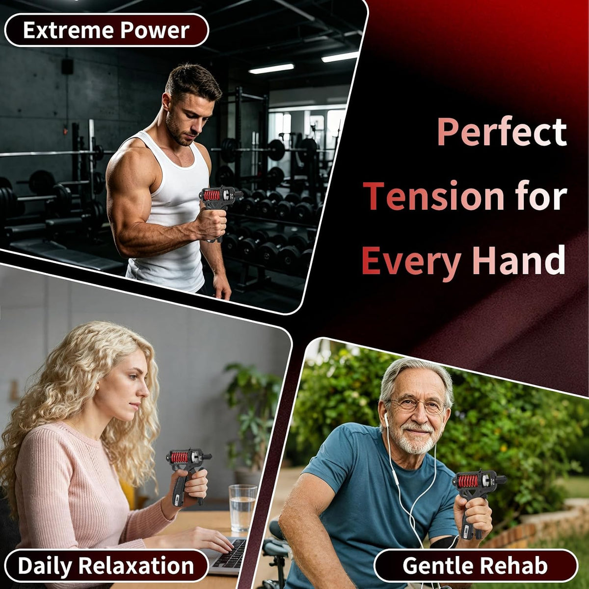 Grip Stronger Instantly! No-Slip 165KG Adjustable Hand Trainer