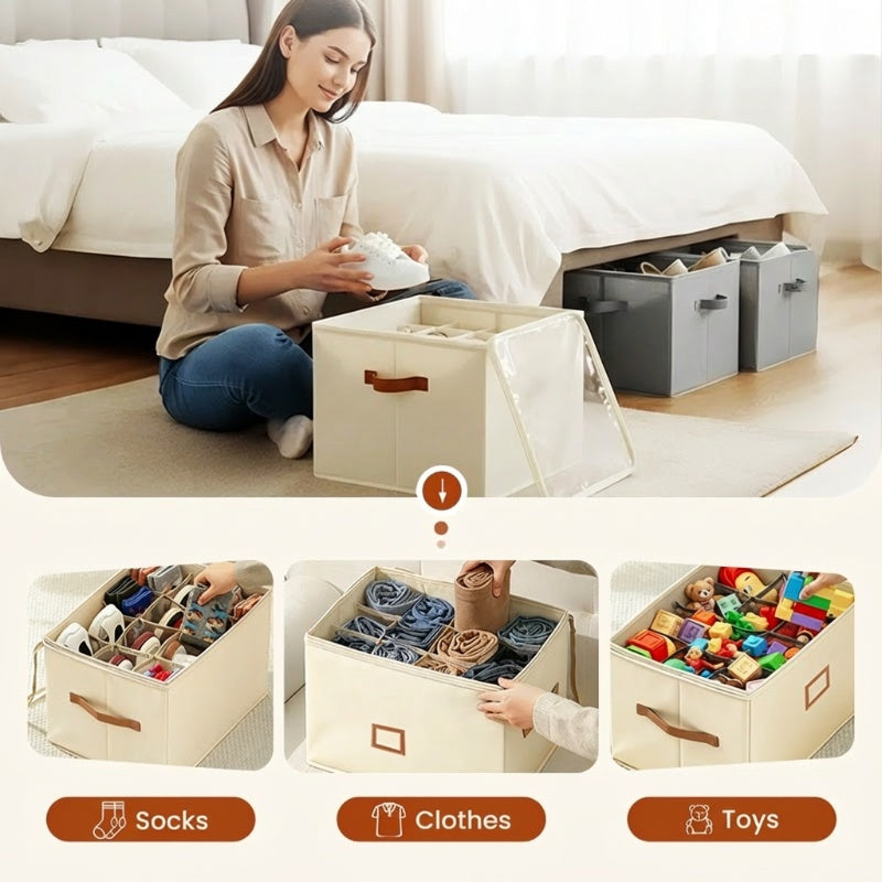 👟 Fabric Shoe Organizer Storage Box – Foldable, Large Capacity, Dustproof & Breathable for Closet & Bedroom