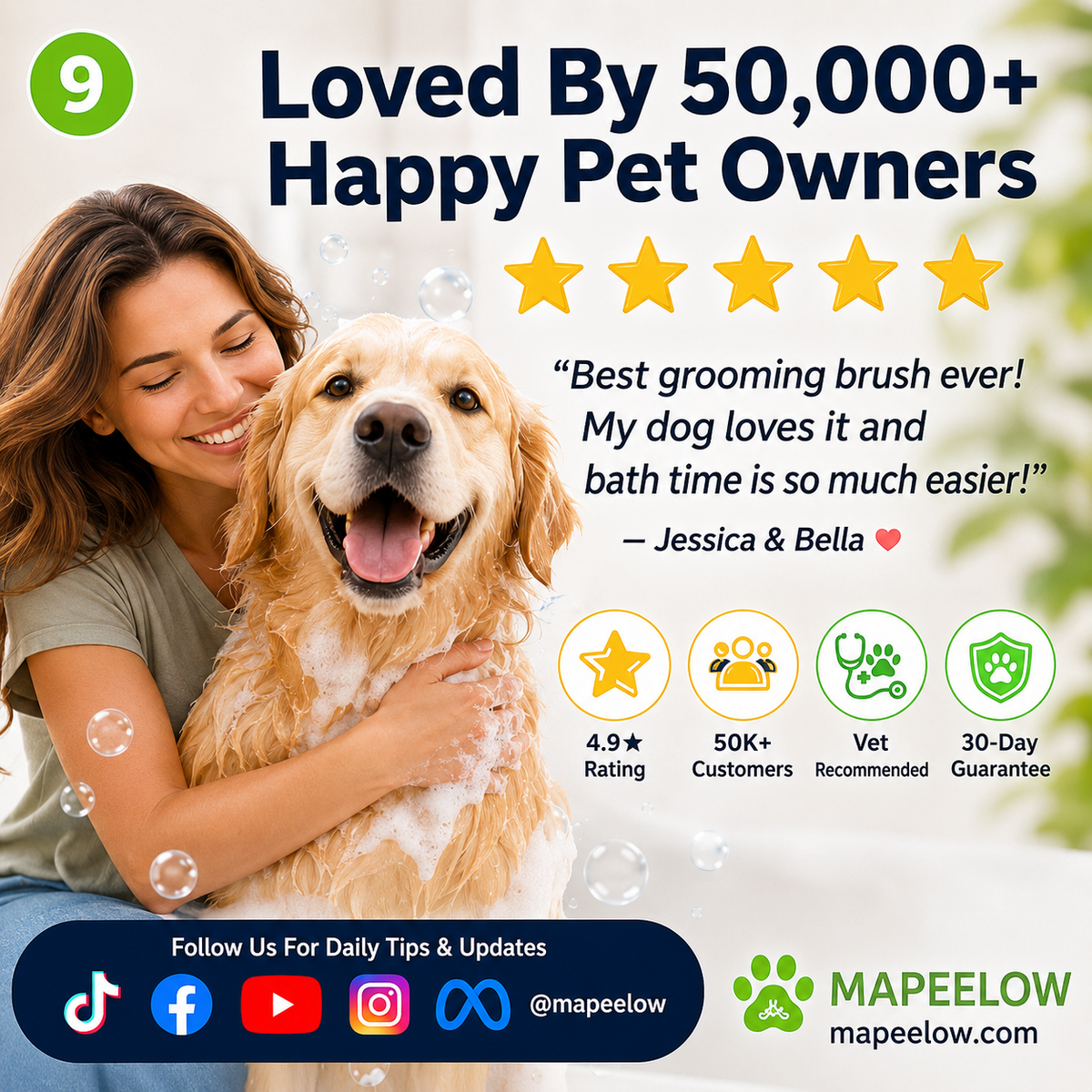 🧴 Pet Bath Brush – Grooming Tool 🐾