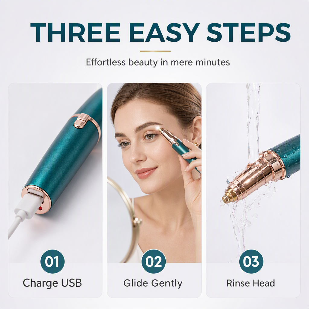 Pen-Style Eyebrow Trimmer – LED Precision & Painless Grooming