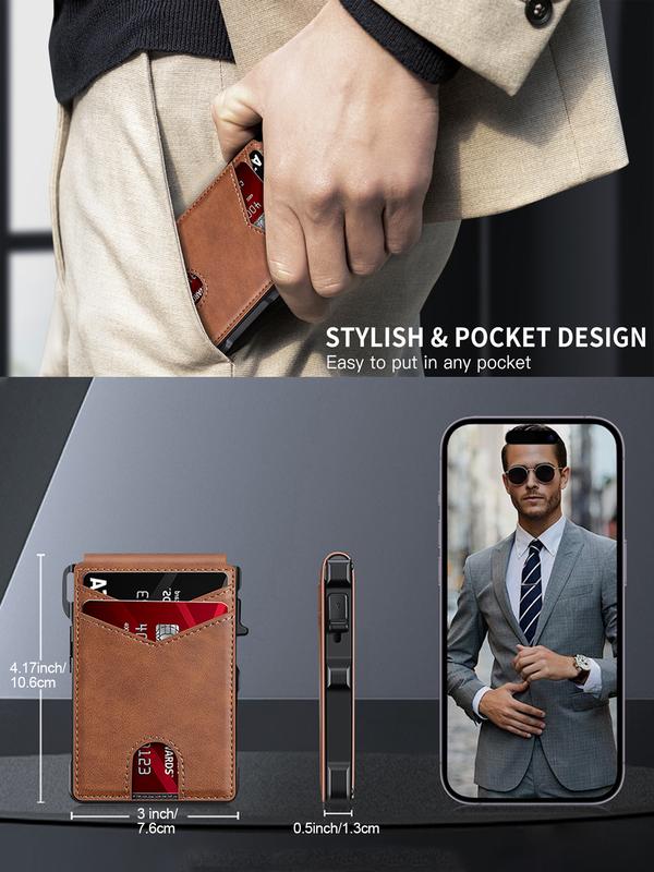 RFID Slim Pop-Up Wallet – AirTag Ready & Magnetic Close