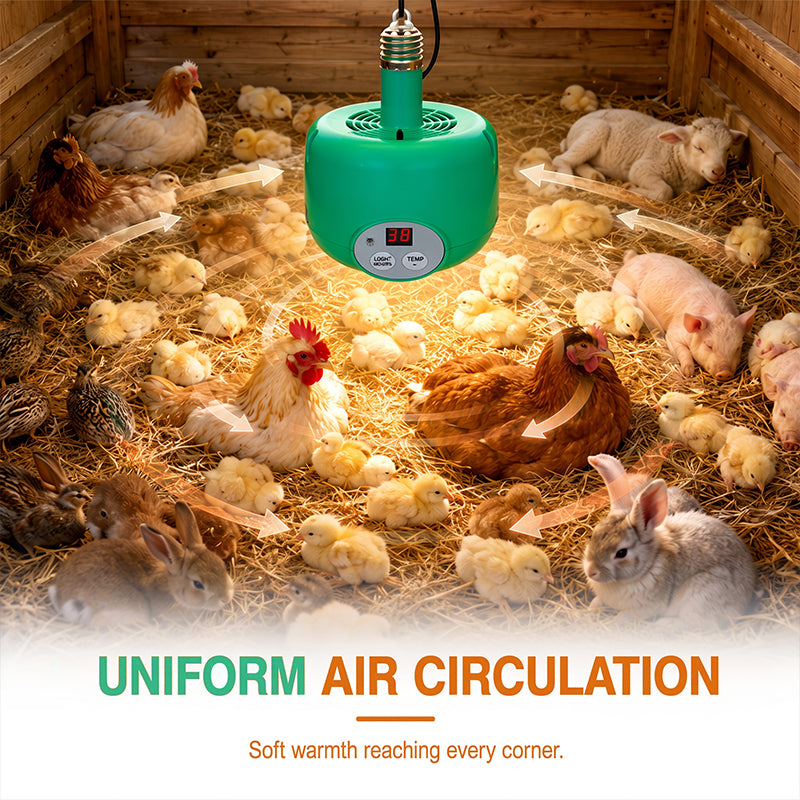 Warm Chicks Instantly! Thermostat Fan-Forced Pet Heat Lamp