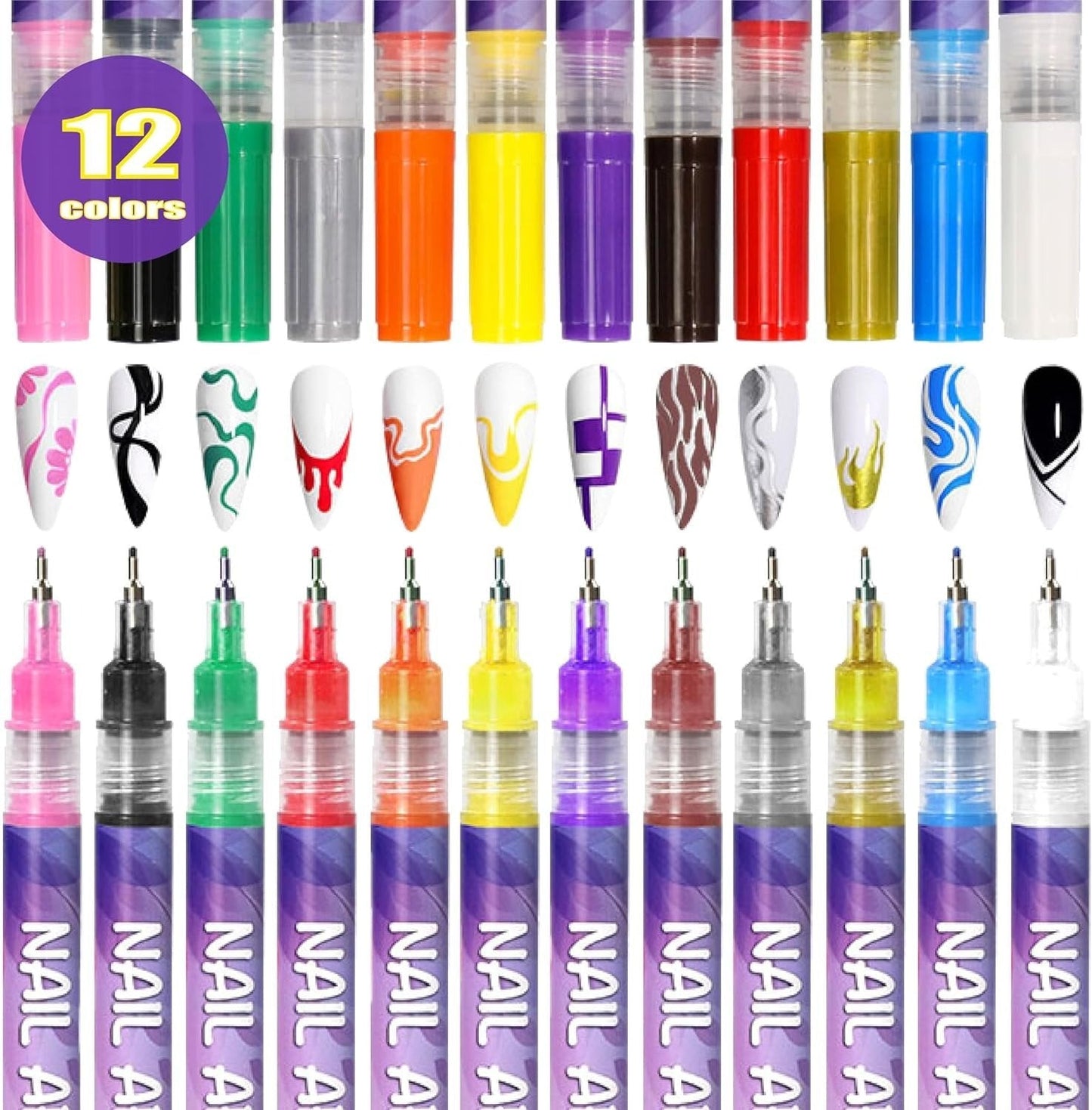 🎁Christmas Special Sale - 50% OFF💝🎨12 Colours Nail Art Pens Set