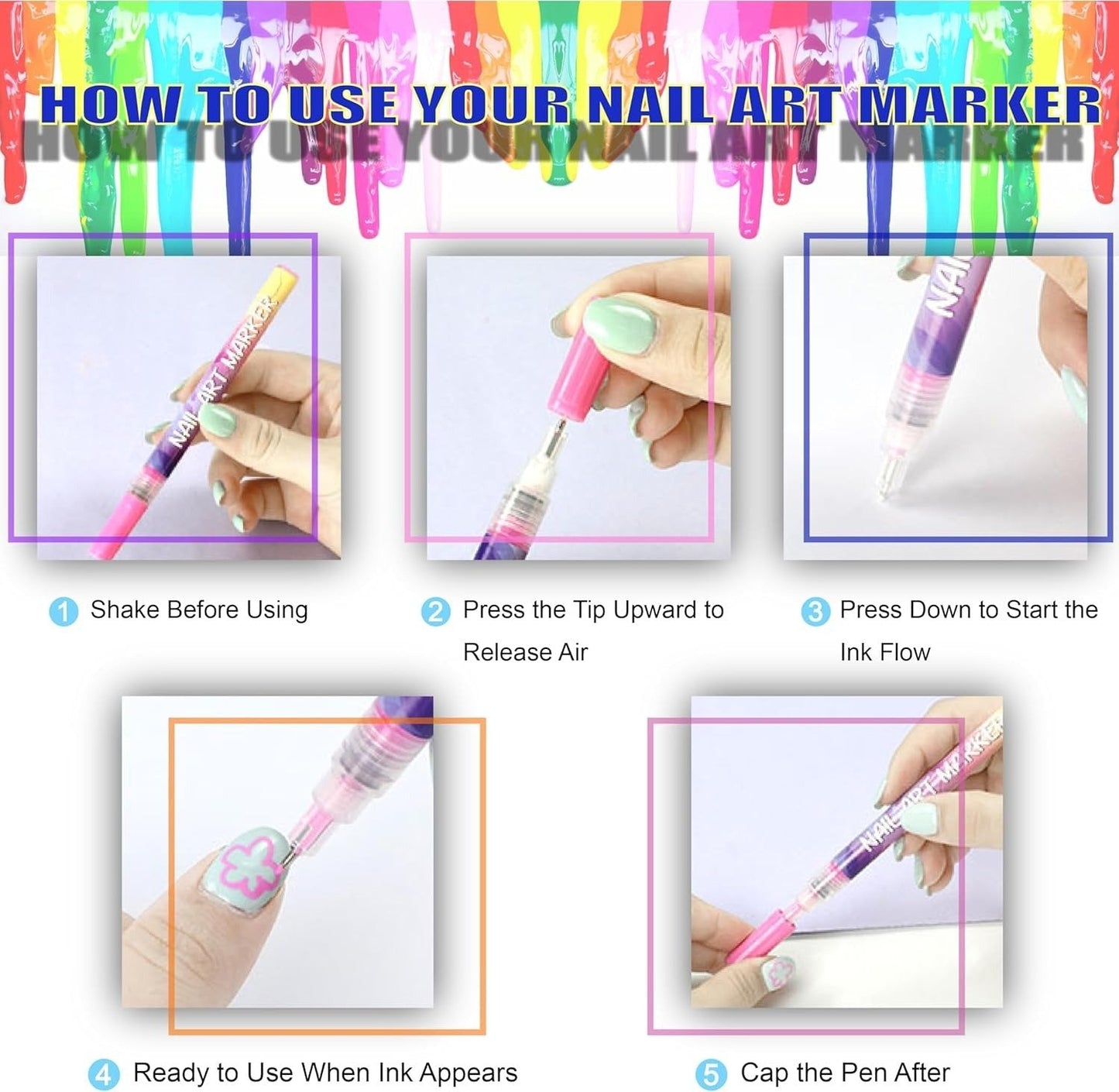 🎁Christmas Special Sale - 50% OFF💝🎨12 Colours Nail Art Pens Set