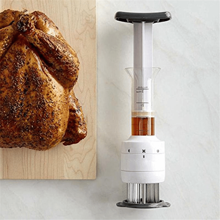 Flavor Meat Instantly! 3-Needle Stainless Steel Marinade Injector