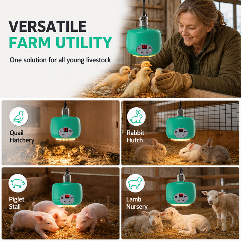 Warm Chicks Instantly! Thermostat Fan-Forced Pet Heat Lamp