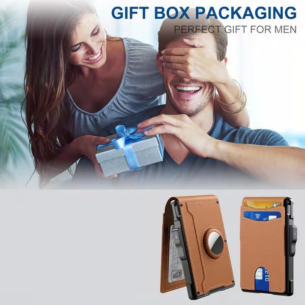 Aluminum RFID Wallet – AirTag Ready & Pop-Up Card Access