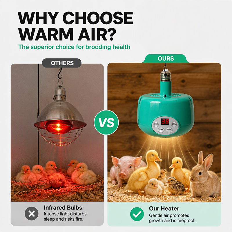 Warm Chicks Instantly! Thermostat Fan-Forced Pet Heat Lamp