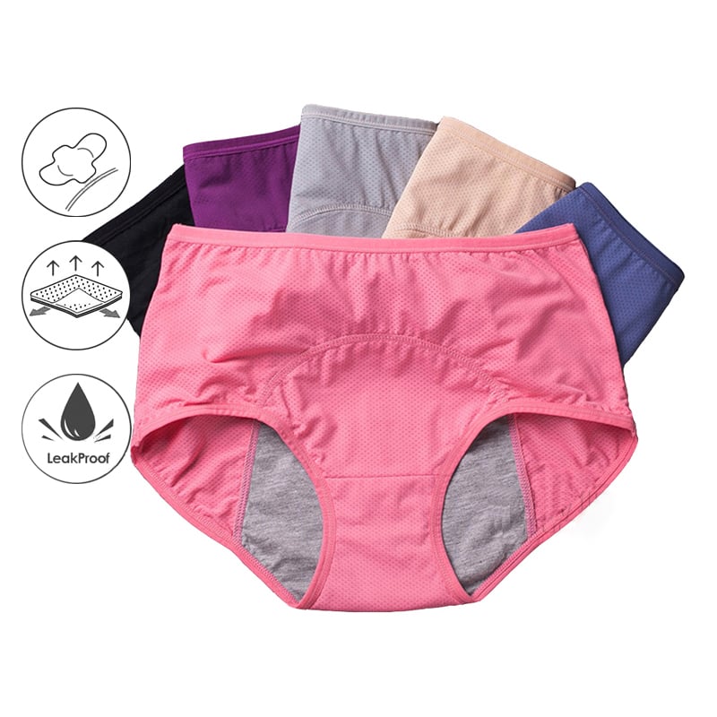 High-Waist Cotton Leak-Proof Panties – All-Day Dry & Odor-Free
