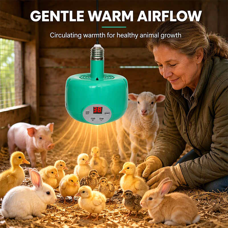 Warm Chicks Instantly! Thermostat Fan-Forced Pet Heat Lamp