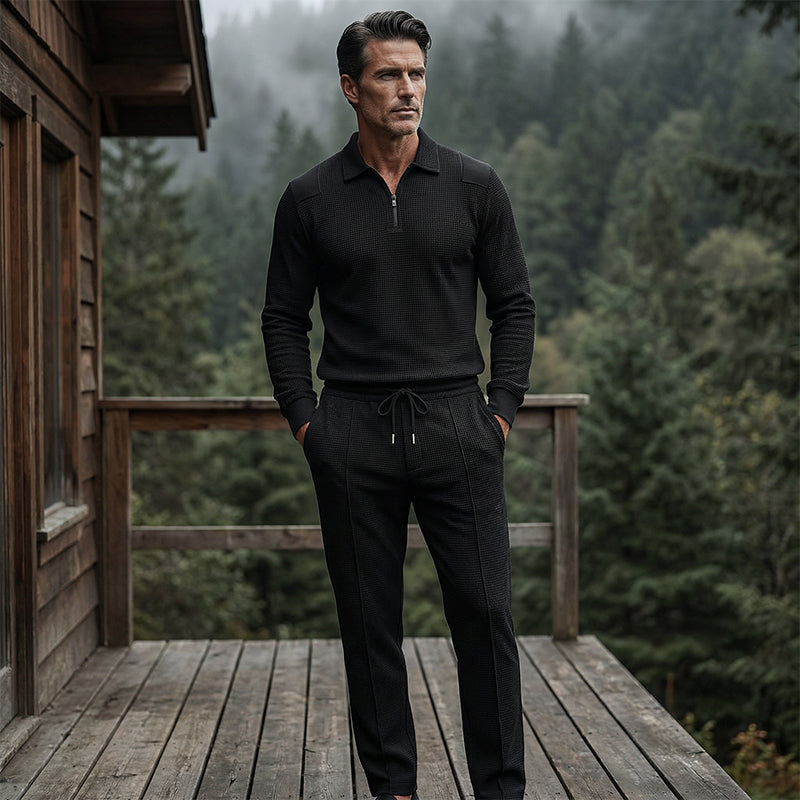 💥 Men’s Waffle Knit Sweatshirt & Straight-Leg Pants Set – Cozy, Breathable & Effortlessly Stylish 👕👖