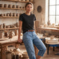 Barrel Leg Cropped Jeans – Breathable & Multi-Pocket Fit