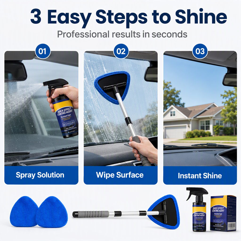 Clean Both Sides Instantly! Magnetic Windshield Cleaning Kit