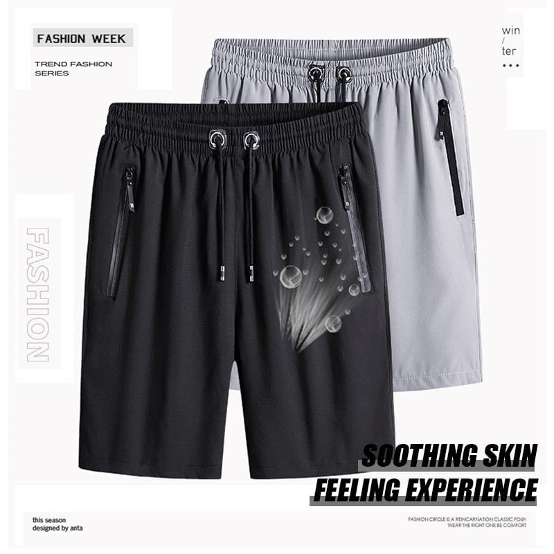 Ice Silk Running Shorts – Zip Pockets, No Slip
