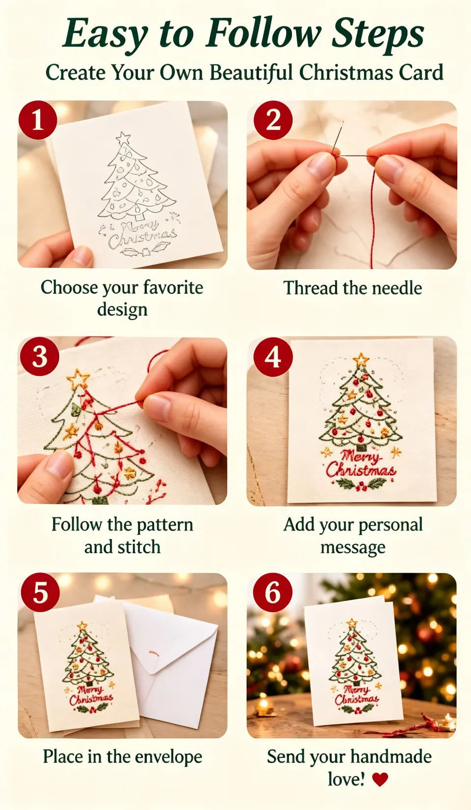 Stitch Christmas Cards Instantly! Beginner DIY Embroidery Kit