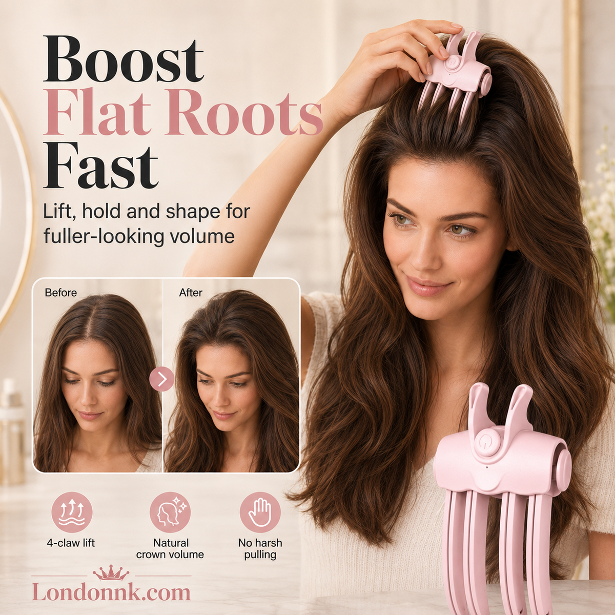 Lift Flat Roots Instantly! No-Cord Auto-Off Volume Clip