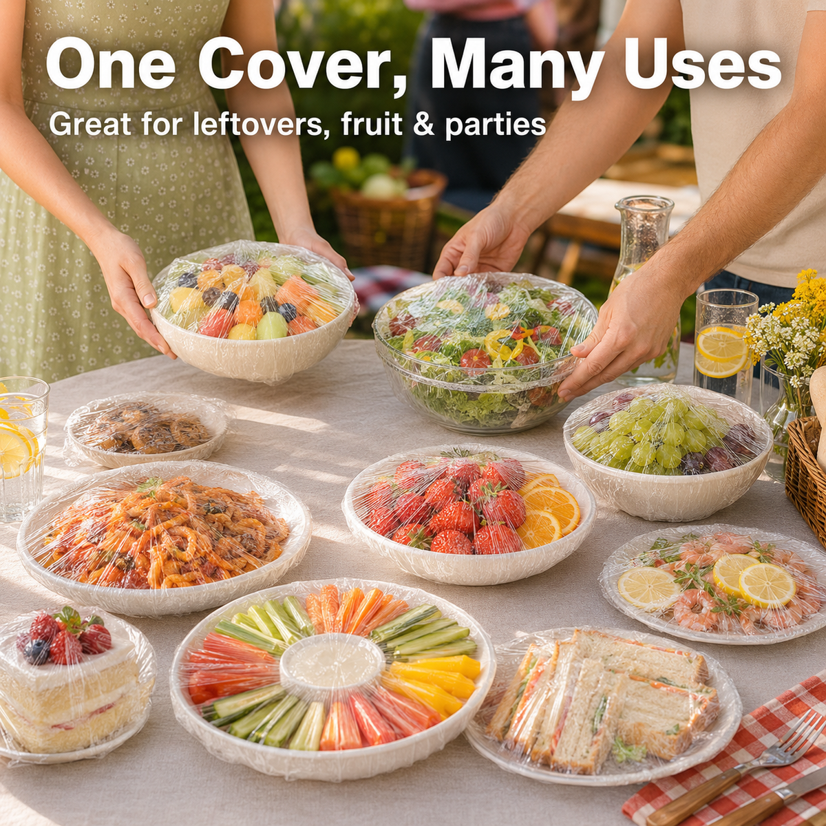 Cover Food Instantly! No-Tear Clear Stretch Elastic Lids