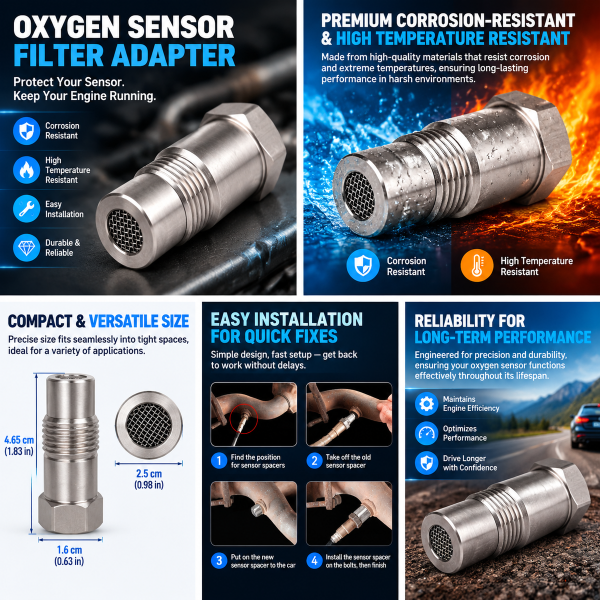 Protect O2 Sensors Instantly! Heat-Resistant Oxygen Sensor Adapter