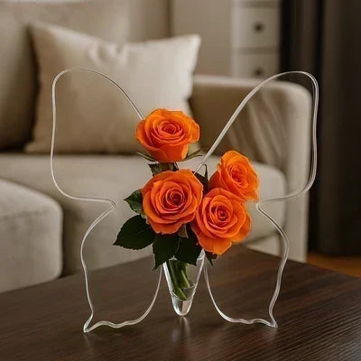 Display Flowers Artfully Instantly! Transparent Butterfly Vase