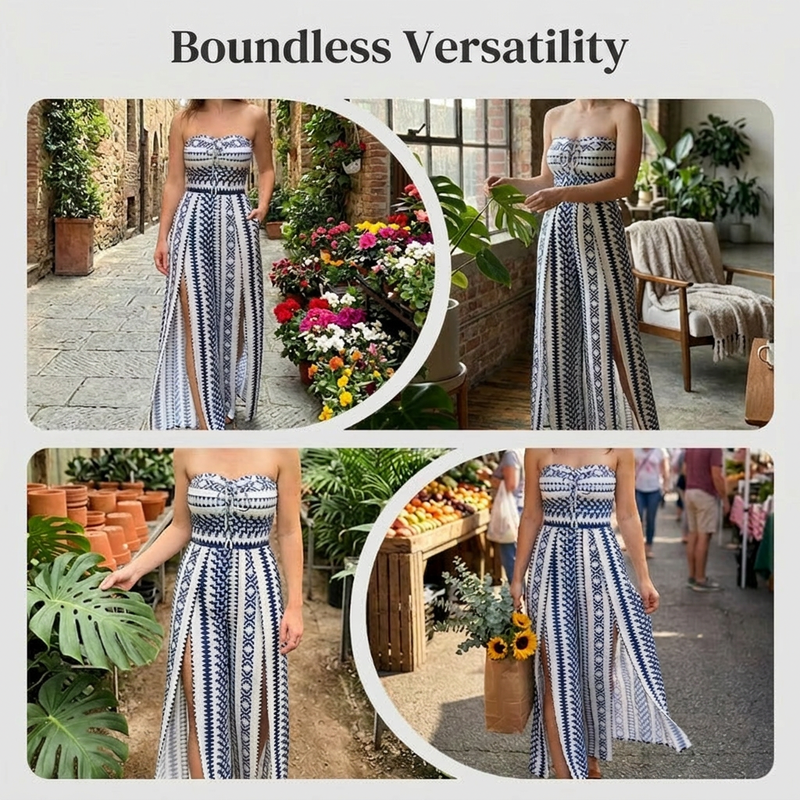 👗 50% OFF NOW! 💥Geometric Print Jumpsuit – Open Back & Stretchy Fit