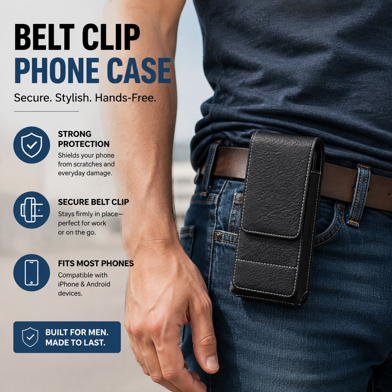 Magnetic Phone Waist Holster – Silent Closure & Dual Secure Attachment