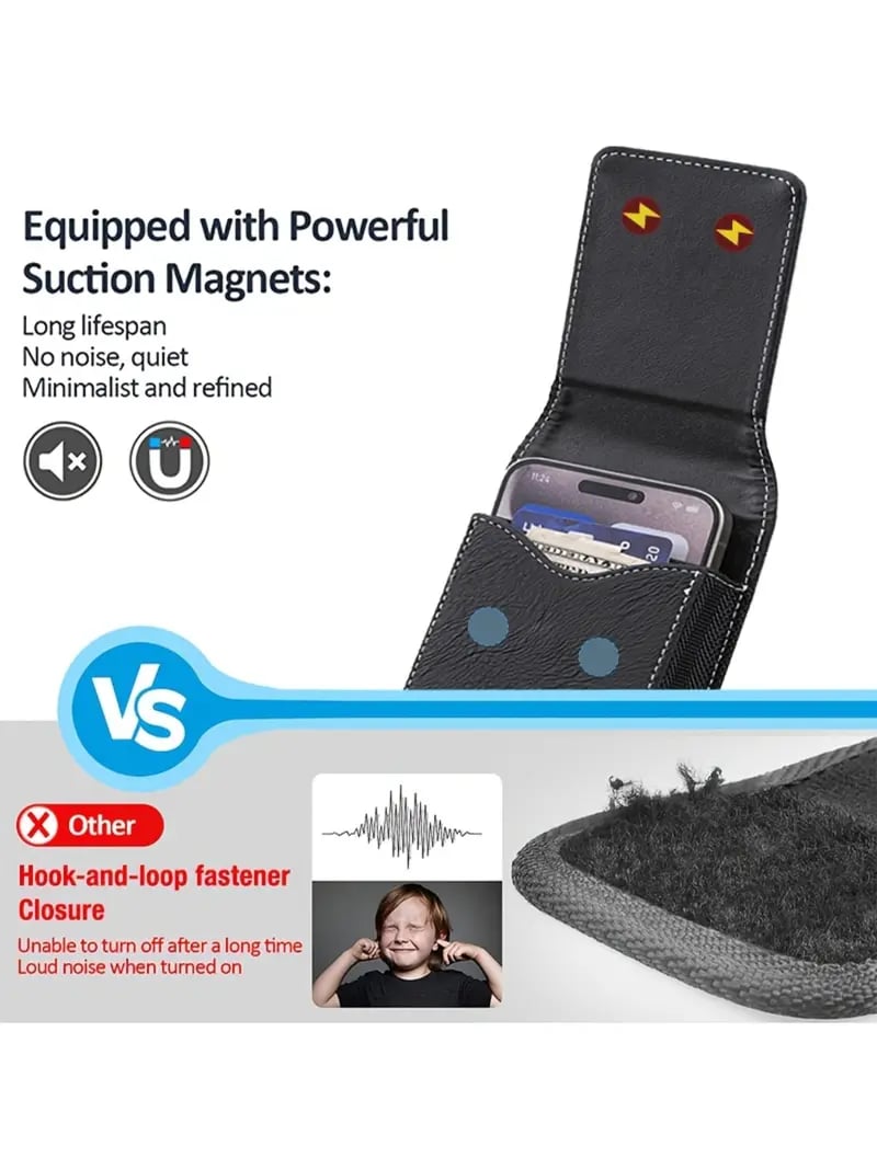 Magnetic Phone Waist Holster – Silent Closure & Dual Secure Attachment