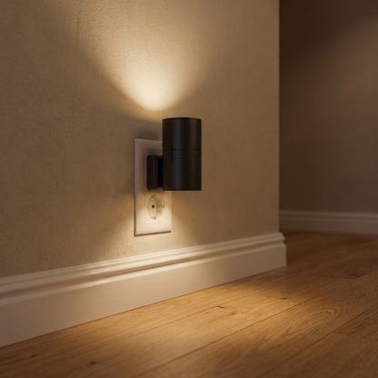 Plug-In Dusk-to-Dawn Wall Light – 3000K Warm Up & Down Night Light with Pass-Through Socket