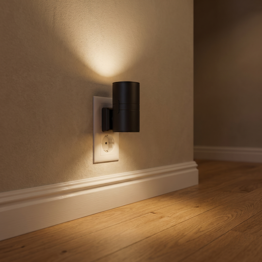 Plug-In Dusk-to-Dawn Wall Light – 3000K Warm Up & Down Night Light with Pass-Through Socket