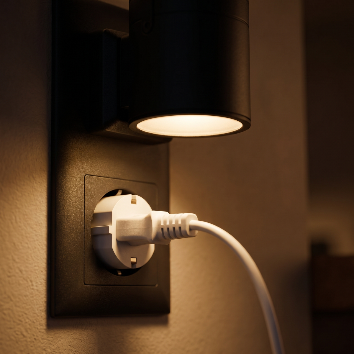 Plug-In Dusk-to-Dawn Wall Light – 3000K Warm Up & Down Night Light with Pass-Through Socket