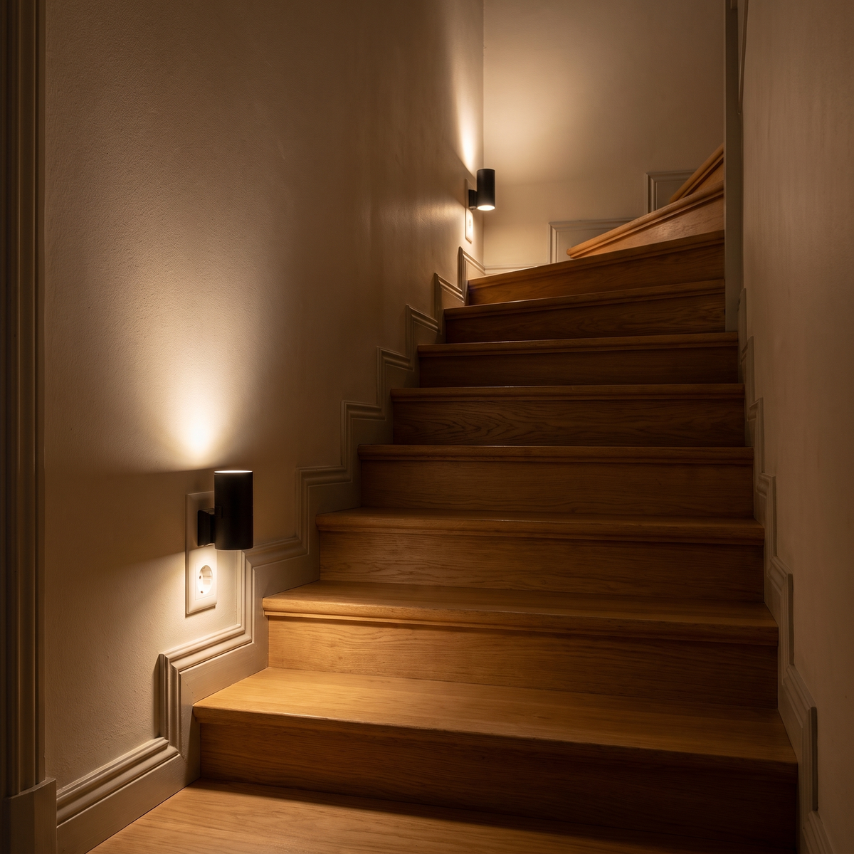 Plug-In Dusk-to-Dawn Wall Light – 3000K Warm Up & Down Night Light with Pass-Through Socket