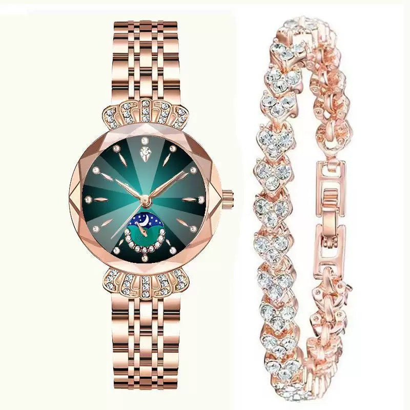💎Diamond Star & Moon Watch – Elegant & Adjustable Design