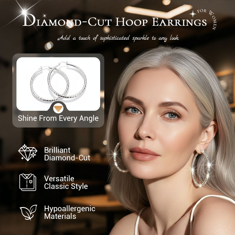 ✨BUY 1 GET 1 FREE🔥Diamond-Cut Hoop Earrings for Women👑