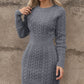 ⏰💃Last Day 50% OFF❄️🖤Women's Winter Plain Round Neck Cable Knit Bodycon Sweater Dress