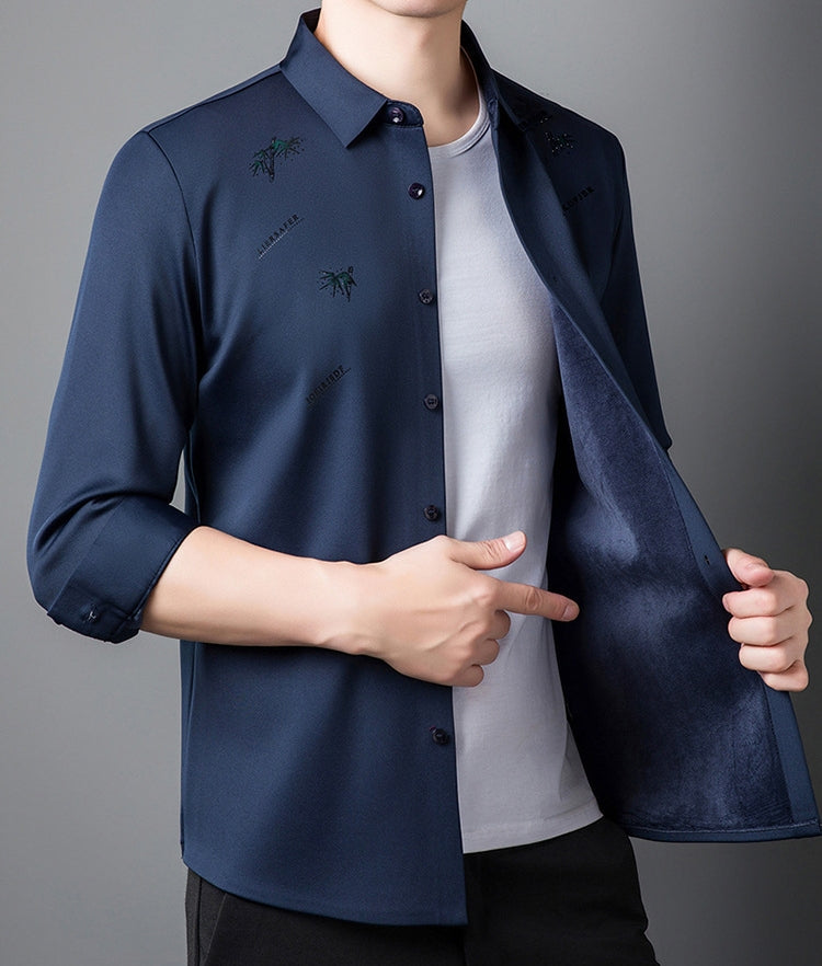 🔥Winter New🔥Men's Plush Lined Thickened Long Sleeve Shirt