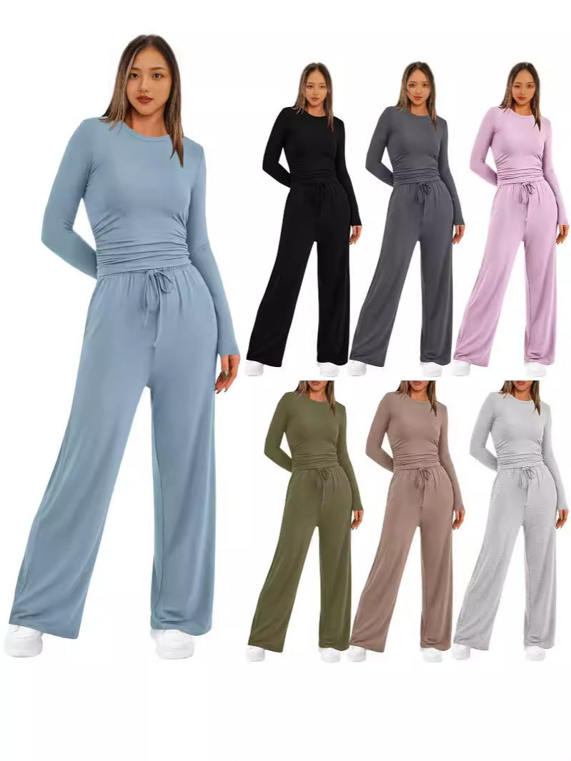 🔥LAST DAY 50% OFF👚2025 Women's Fall Outfits Long Sleeve Wide Leg Lounge Set💕