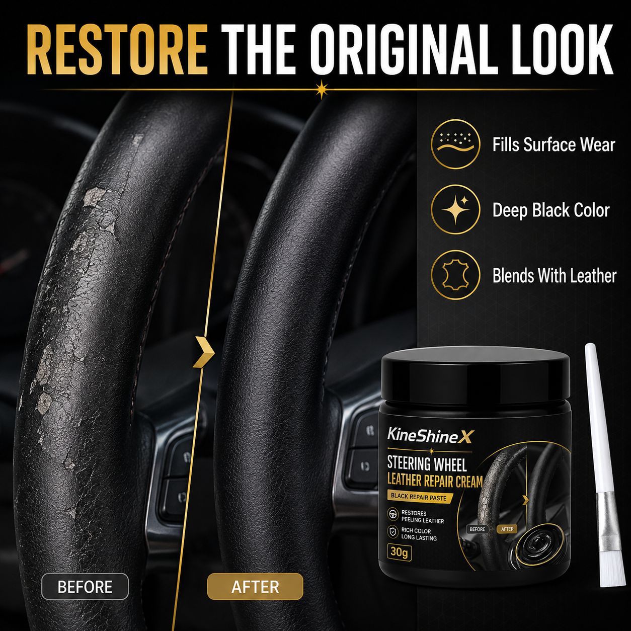 Revive Worn Leather Instantly! No-Grease Matte Steering Wheel Cream