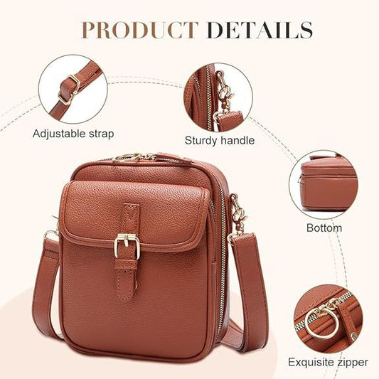 Vintage Crossbody Leather Bag – Adjustable & Spacious Design