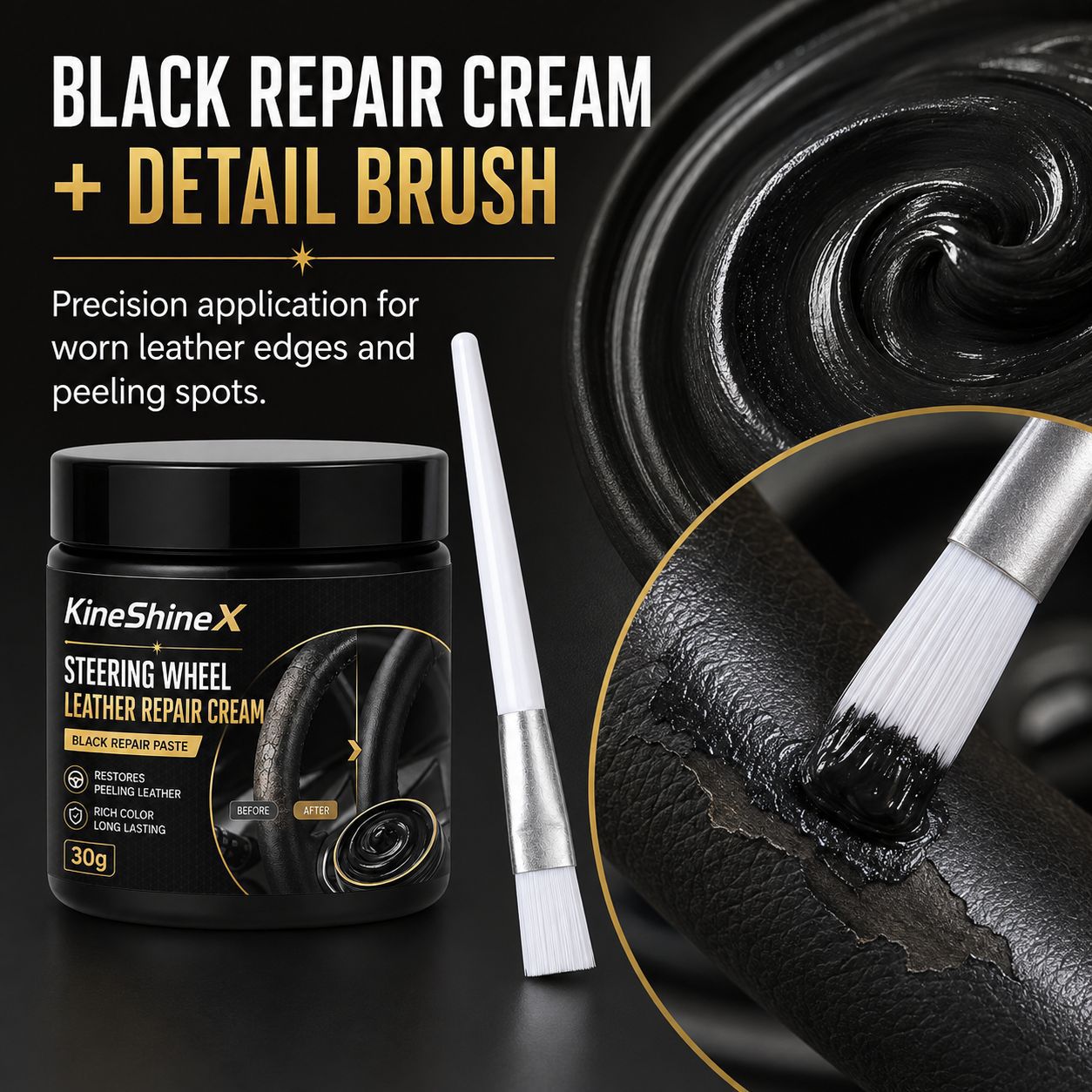Revive Worn Leather Instantly! No-Grease Matte Steering Wheel Cream