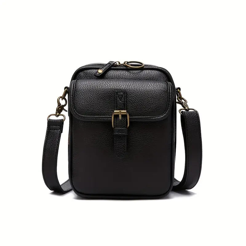 Vintage Crossbody Leather Bag – Adjustable & Spacious Design