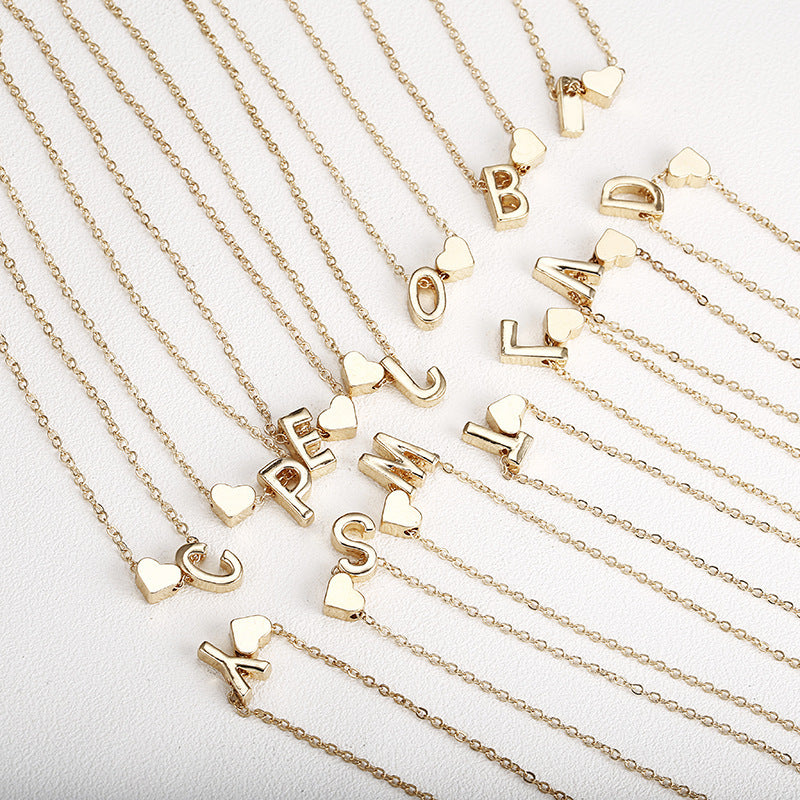 🎅Surprise price: $19.99 only!!🔥Tiny Initial Necklaces Golden Heart Letter A-Z💖