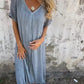 💕Women's Loose V-neck Cotton Linen Dress