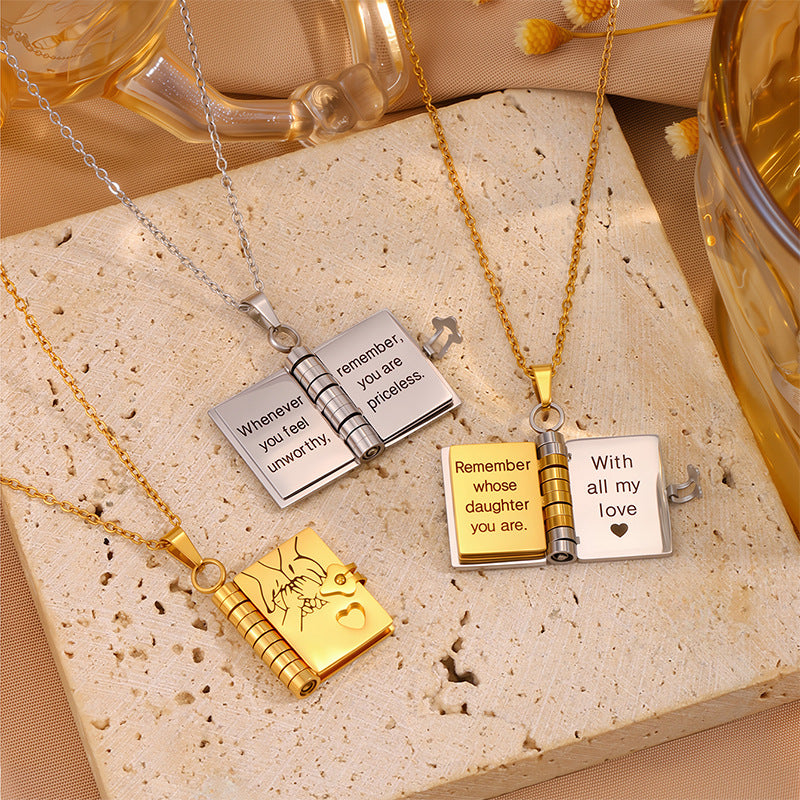 Keep Loved Ones Close Instantly! Engraved Heart Book Locket Necklace