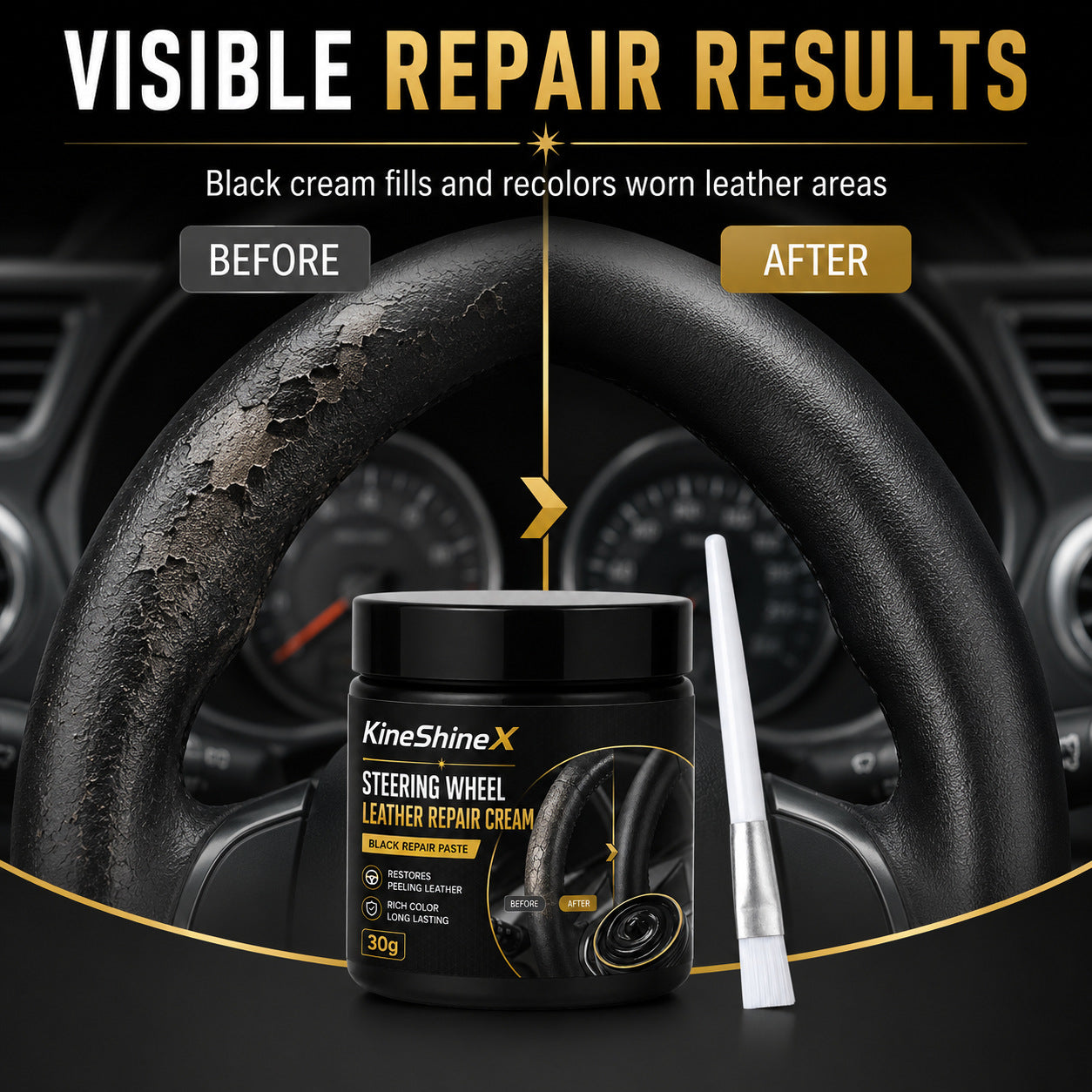 Revive Worn Leather Instantly! No-Grease Matte Steering Wheel Cream