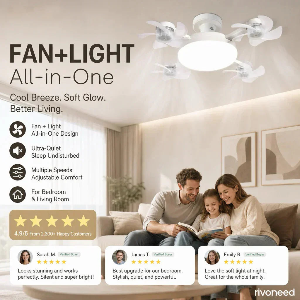 Foldable LED Ceiling Fan Light – Remote & Smart Controls