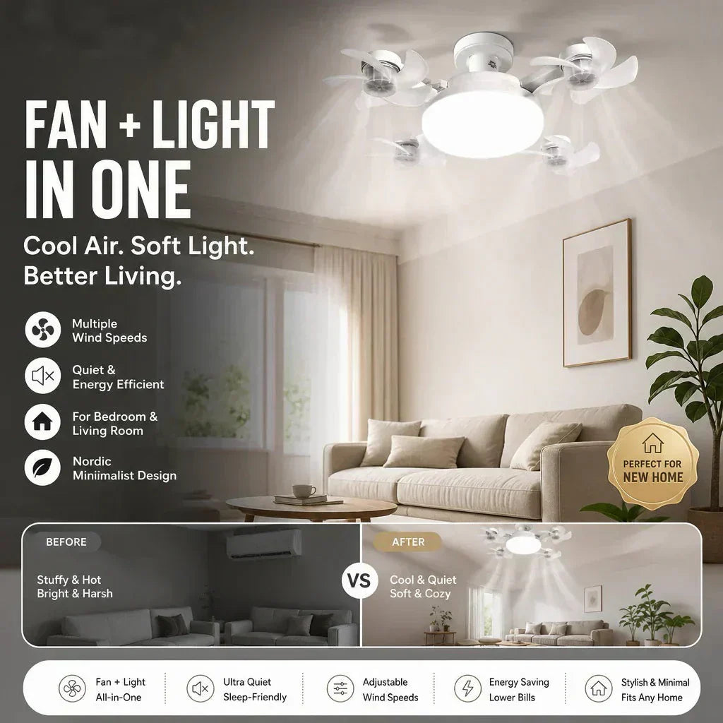 Foldable LED Ceiling Fan Light – Remote & Smart Controls