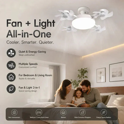 Foldable LED Ceiling Fan Light – Remote & Smart Controls