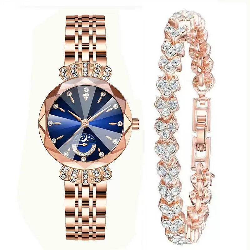 💎Diamond Star & Moon Watch – Elegant & Adjustable Design