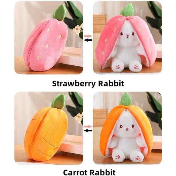 🍓 Hot Sale 🍓Strawberry Bunny Transformed into Little Rabbit🎀 Fruit Doll Plush Toy🐰