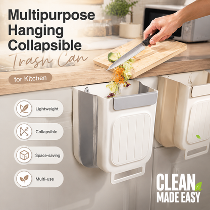 Save Space Instantly! No-Drill Hanging Collapsible Trash Can